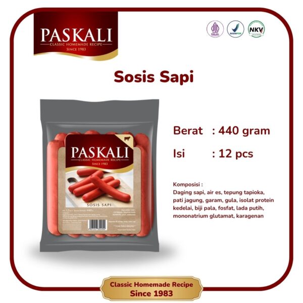 Sosis Sapi Paskali 440 Gram Isi 12 Pcs